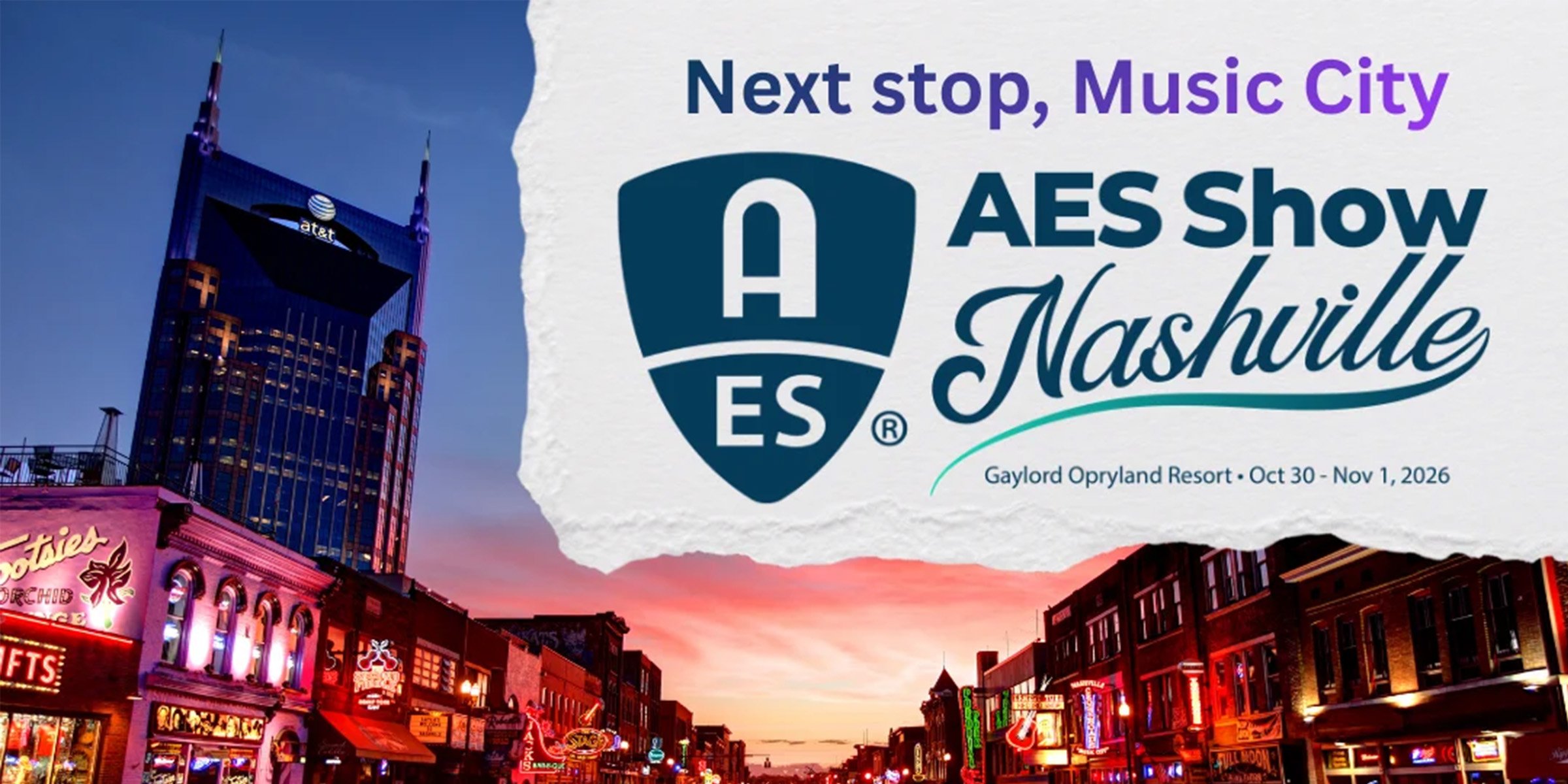 AES show 2026 logo and picture of Nashville