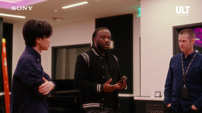 Direct shot of ULT speakers in Sony Music Studios.
